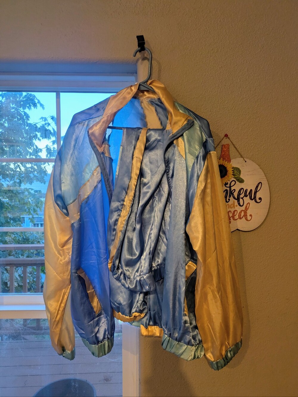 Satin Windbreaker Jacket - Blue & Gold